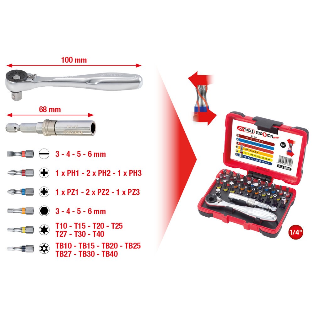 Produktabbildung Nr. 6: KS TOOLS 1/4" TORSIONpower Bit-Box, 32-tlg