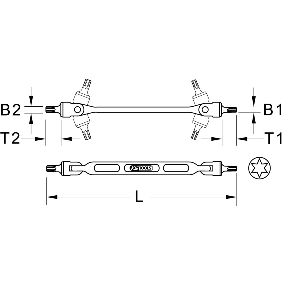 Produktabbildung Nr. 3: KS TOOLS Torx-Doppel-Gelenkschlüssel, T30xT40
