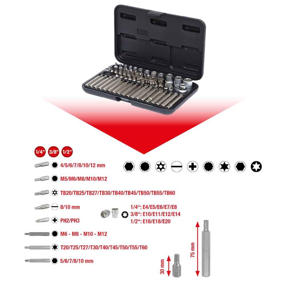 Produktabbildung Nr. 2: KS TOOLS 1/4"+3/8"+1/2" Torx-Steckschlüssel- und Bit-Satz, 57-tlg