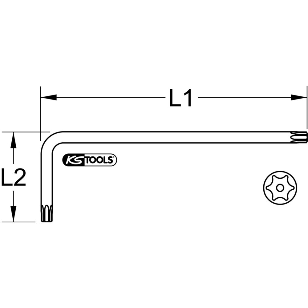 Produktabbildung Nr. 2: KS TOOLS Torx-Winkelstiftschlüssel mit Bohrung, XL, TB10
