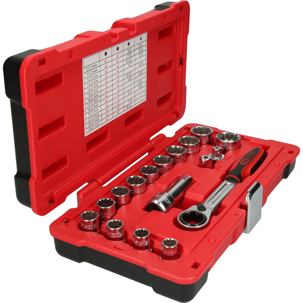 Produktabbildung Nr. 11: KS TOOLS 3/8"+1/2" TRIPLEplus Durchgangs-Steckschlüssel-Satz, 17-tlg