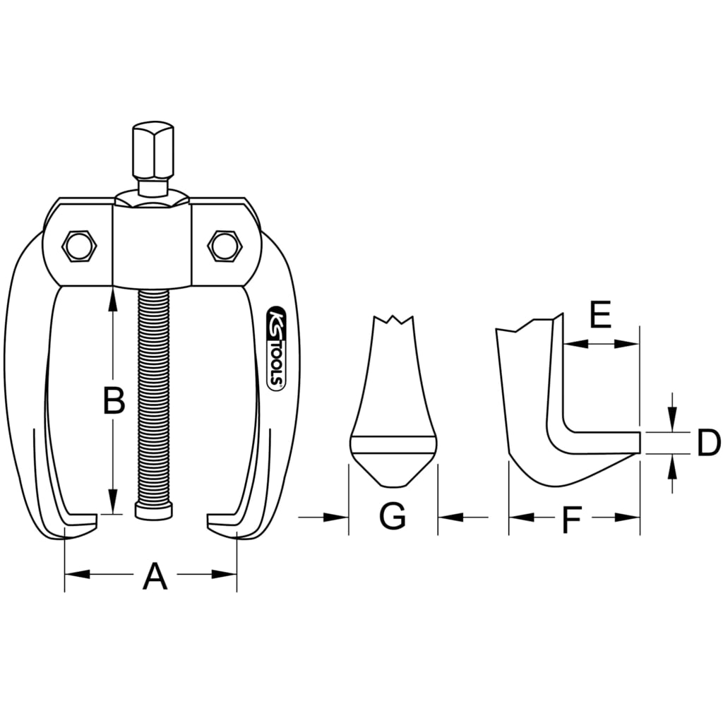 KS TOOLS Universal-Abzieher 2-armig, 10-60mm Produktabbildung: KS TOOLS Universal-Abzieher 2-armig, 10-60mm