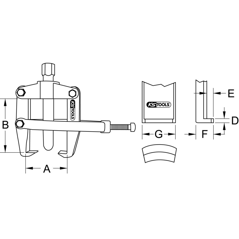 KS TOOLS Universal-Abzieher 2-armig mit Spannbügel, 80mm Produktabbildung: KS TOOLS Universal-Abzieher 2-armig mit Spannbügel, 80mm