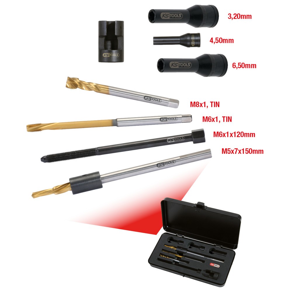 Produktabbildung Nr. 11: KS TOOLS Universal Glühkerzen-Ausbohrsatz M8 x 1, 8-tlg