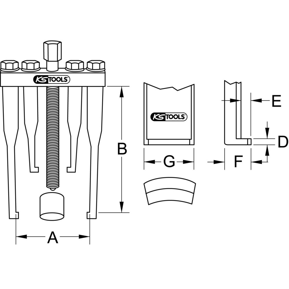 Produktabbildung: KS TOOLS Universal-Lenkrad-Abzieher 2-armig für PKW, 90mm