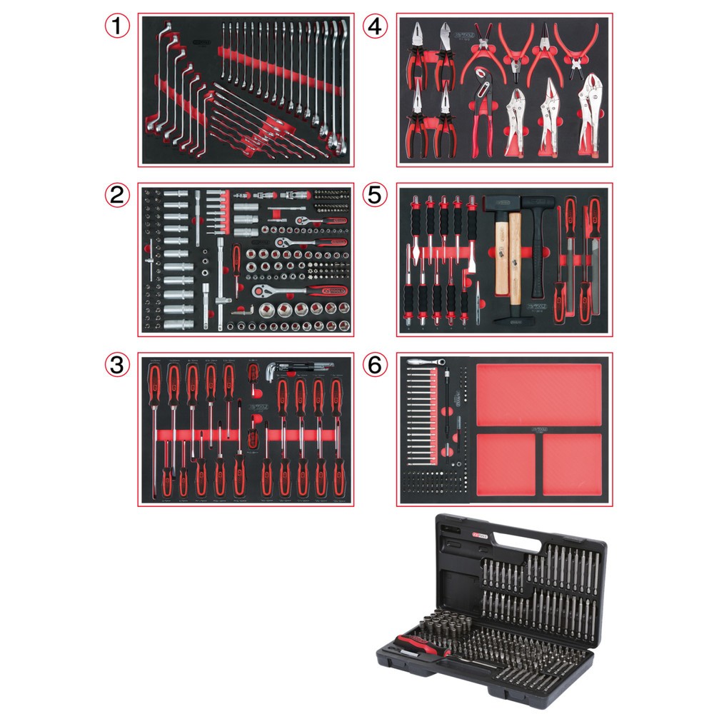 KS TOOLS Universal-Systemeinlagen-Satz für 6 Schubladen mit 598 Premium-Werkzeugen Produktabbildung: KS TOOLS Universal-Systemeinlagen-Satz für 6 Schubladen mit 598 Premium-Werkzeugen