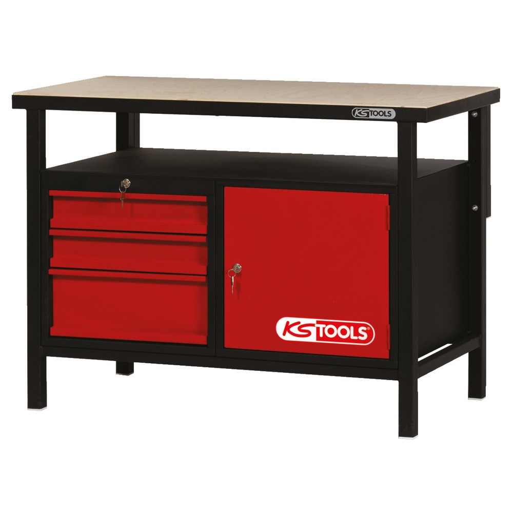 Produktabbildung Nr. 1: KS TOOLS Werkbank mit 3 Schubladen und 1 Tür, H840xB1200xT600mm