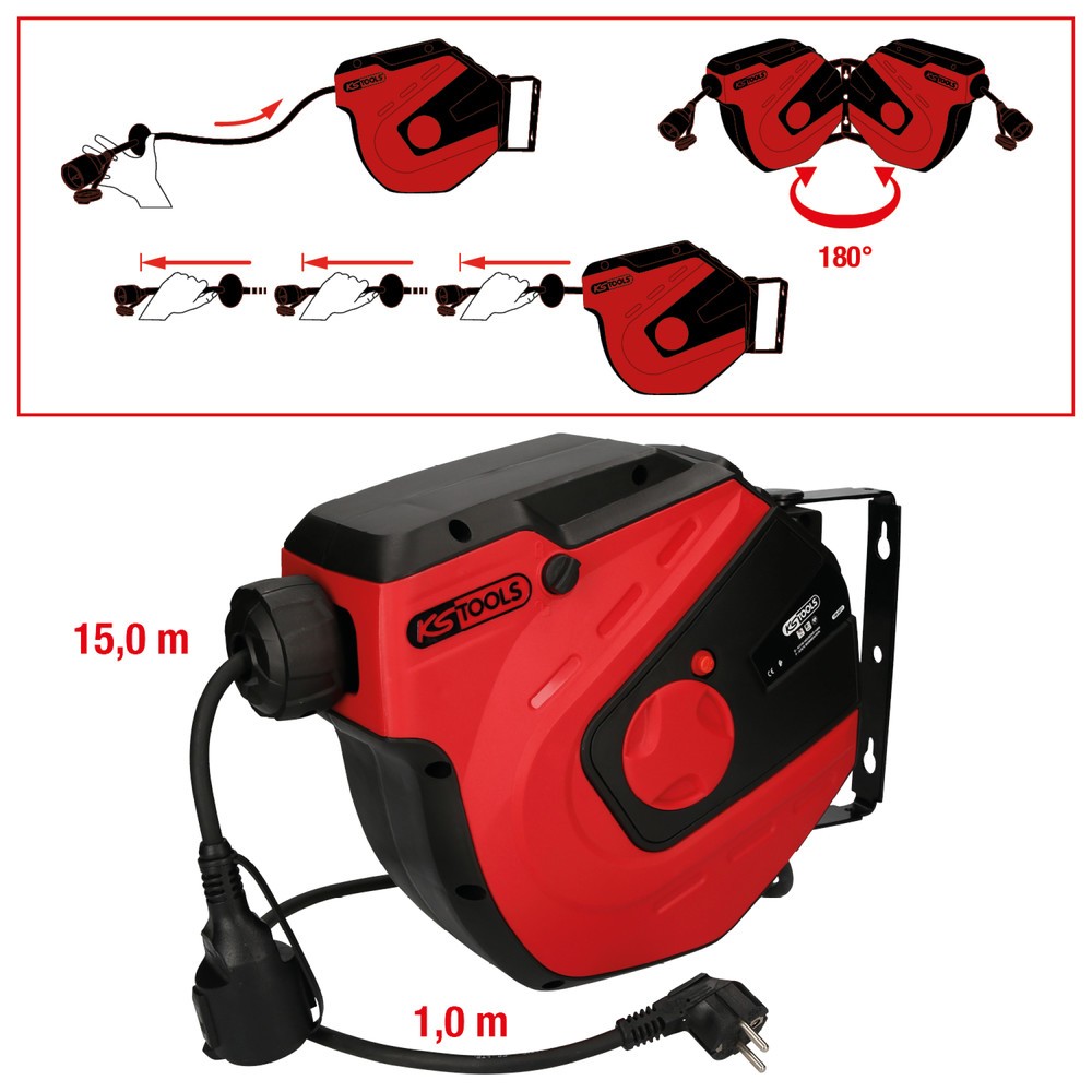 Produktabbildung Nr. 3: KS TOOLS Werkstatt-Kabelaufroller, 15m, 1,5mm²