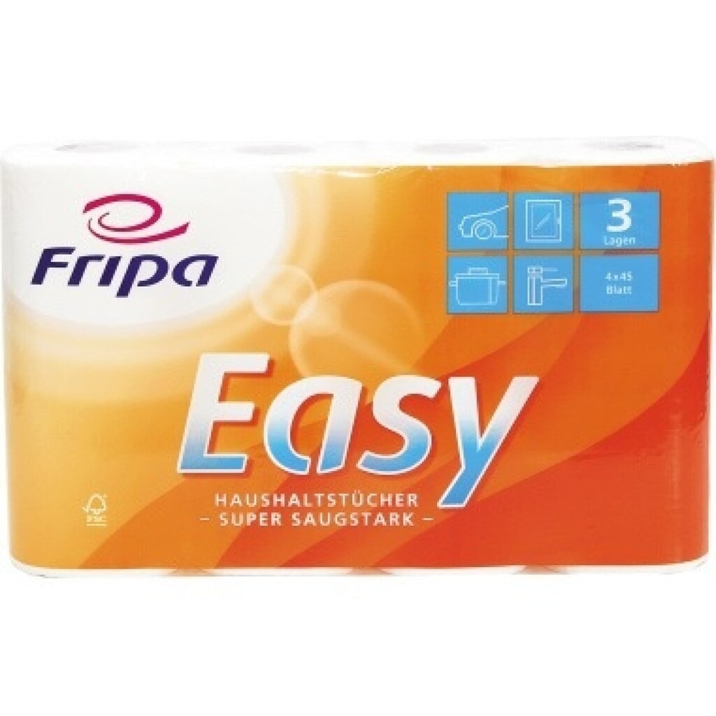 Produktabbildung: Fripa Küchenrolle EASY 3074003 3lg. 45Bl. Zellstoff hochws 4 St./Pack.