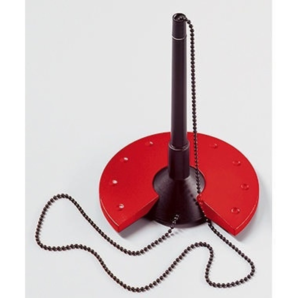 helit Kugelschreiberständer H6359092 10x15,5x10cm Kette sw/rt Produktabbildung: helit Kugelschreiberständer H6359092 10x15,5x10cm Kette sw/rt