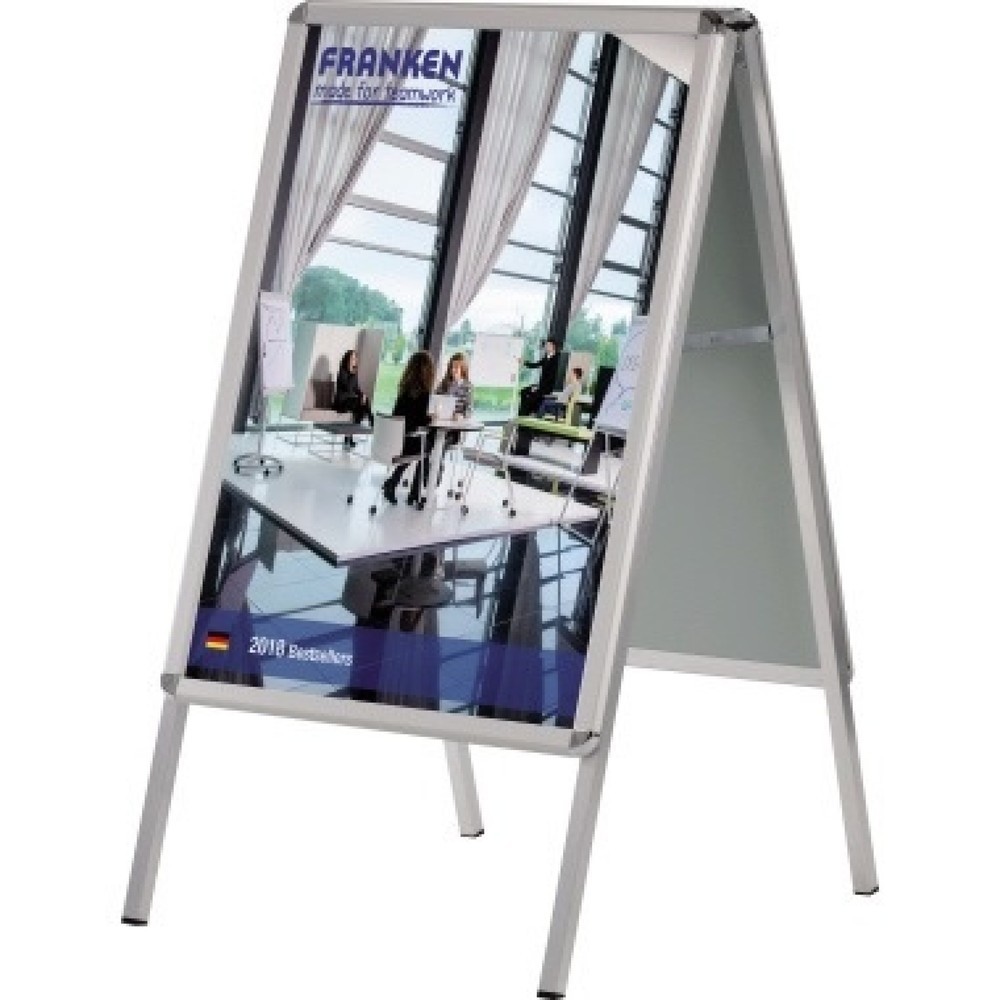Produktabbildung: FRANKEN Kundenstopper Standard BSA1 64x115x79cm DIN A1 Aluminium silber