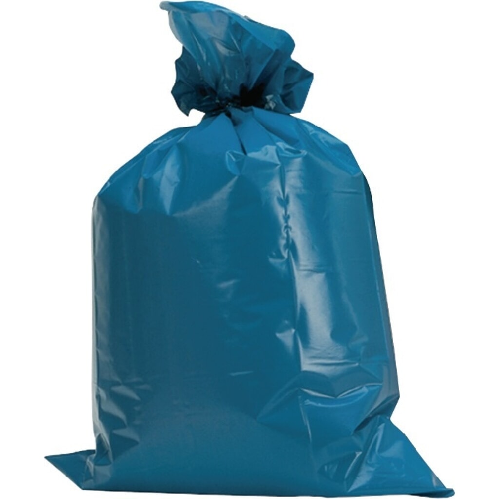 Kunststoffsack, B700xL1100mm, 120 l LD-PE blau 60 µm, 250St./Karton Produktabbildung: Kunststoffsack, B700xL1100mm, 120 l LD-PE blau 60 µm, 250St./Karton