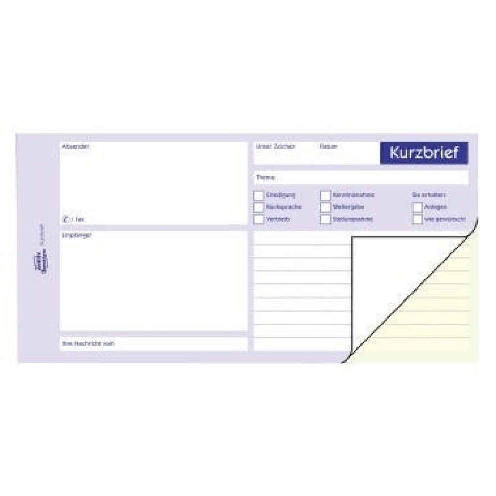 Produktabbildung: Avery Zweckform Kurzbrief 1741 1/3 DIN A4 2x40Blatt