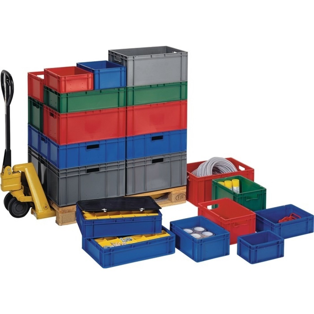 Produktabbildung: LA-KA-PE Transportstapelbehälter, grün PP, L400xB300xH120mm, Seitenwände geschlossen