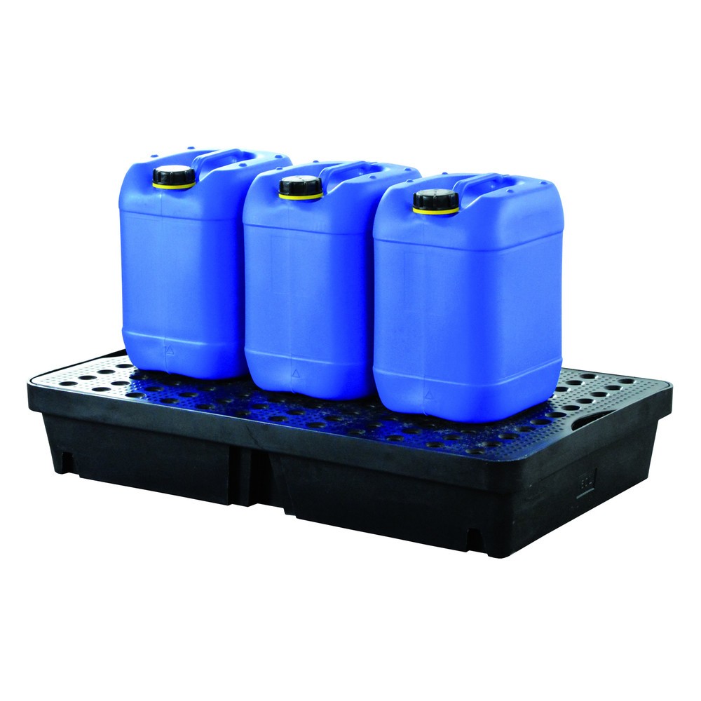 Produktabbildung: LaCont Auffangwanne aus Polyethylen, HxBxT 175 x 1000 x 600 mm, Auffangvolumen 60 l, mit Polyethylen-Lochplatte