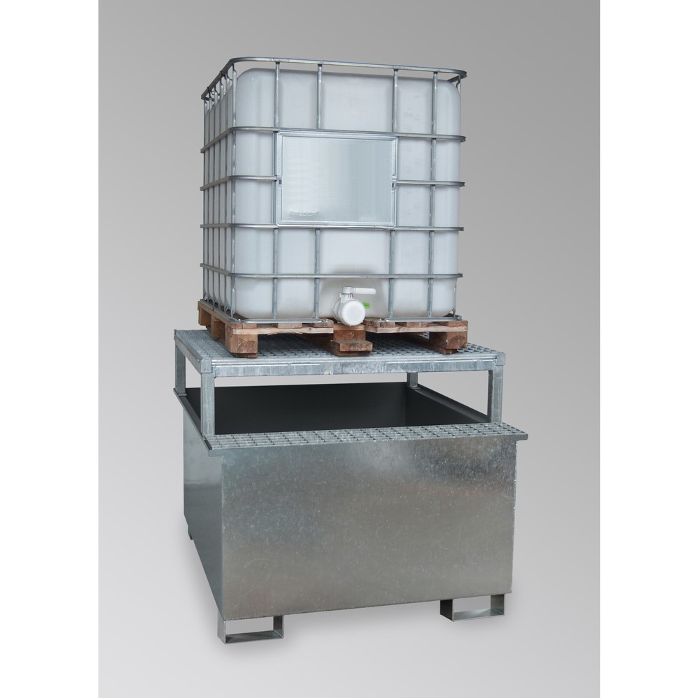 Produktabbildung: LaCont Auffangwanne, HxBxT 1070 x 1300 x 1360 mm, Ü-Zeichen, feuerverzinkt