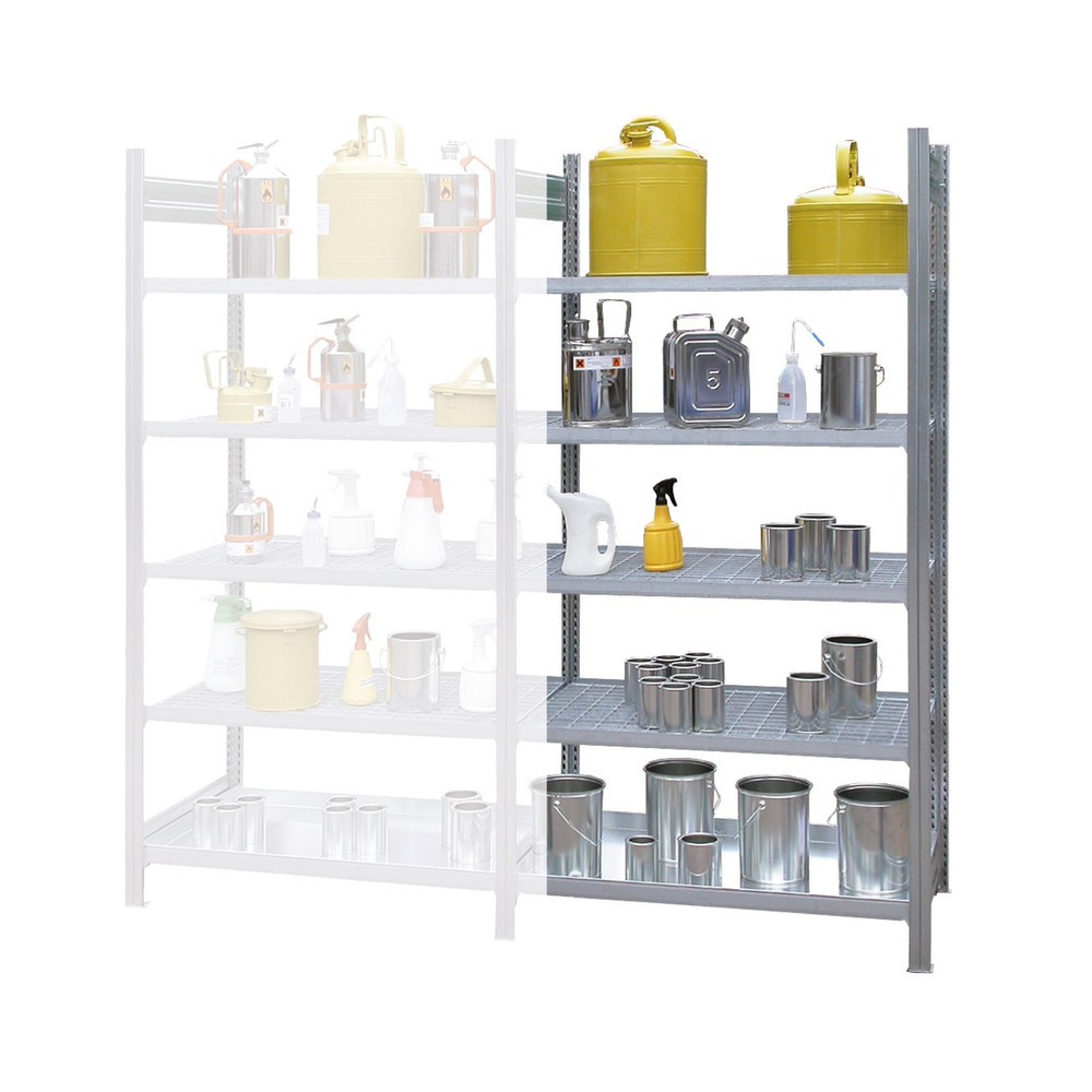 Produktabbildung: LaCont Gefahrstoffregal KG-GR 100 / 5G, Anbaufeld, Ü-Zeichen, HxBxT 2000 x 1010 x 635 mm, verzinkt