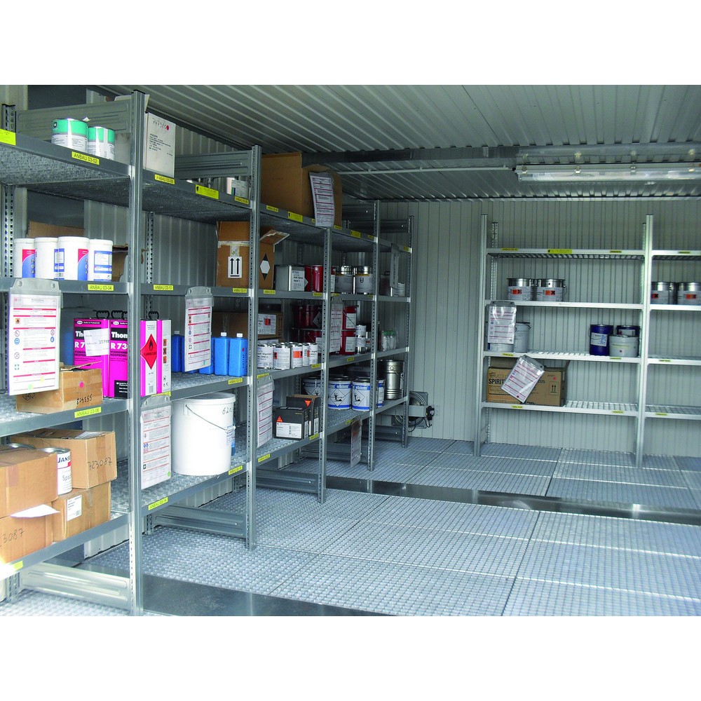 Produktabbildung Nr. 2: LaCont Gitterrost-Regal-Set für Sicherheitslagerhaus, 3 Lagerebenen, BxT 800 x 500 mm