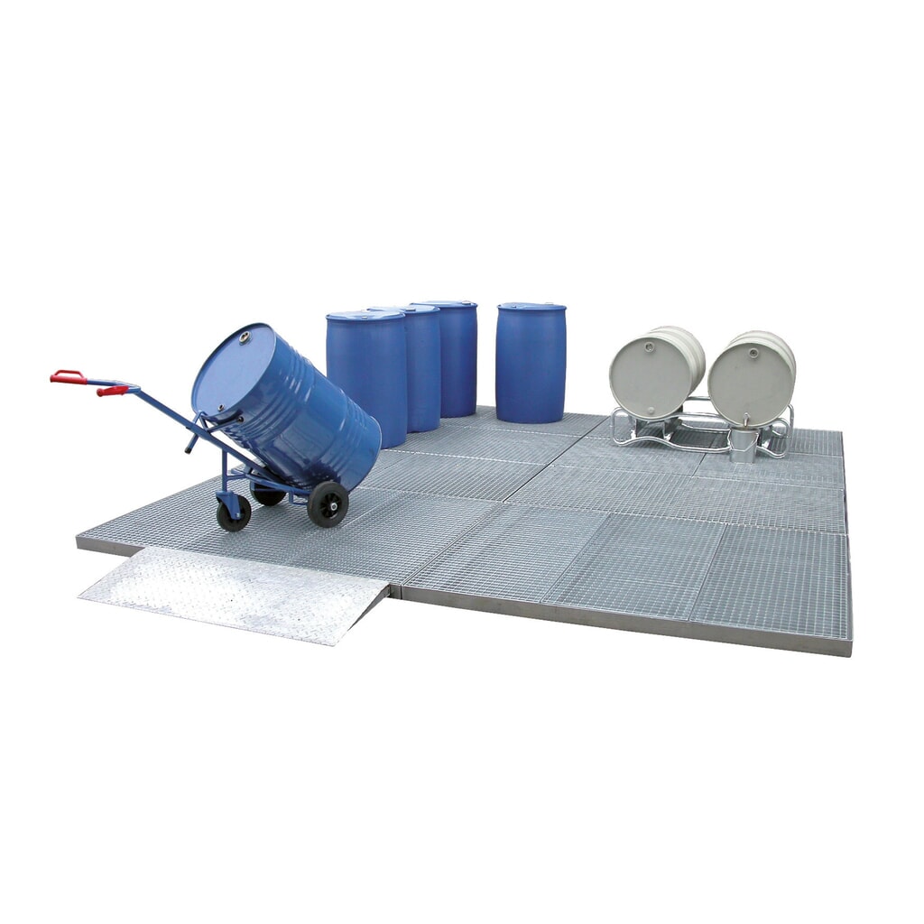 Produktabbildung: LaCont Auffangwanne aus Stahl, Bodenelement BS 20.10 / 123, BxT 2.000 x 1.000 mm, Ü-Zeichen, verzinkt