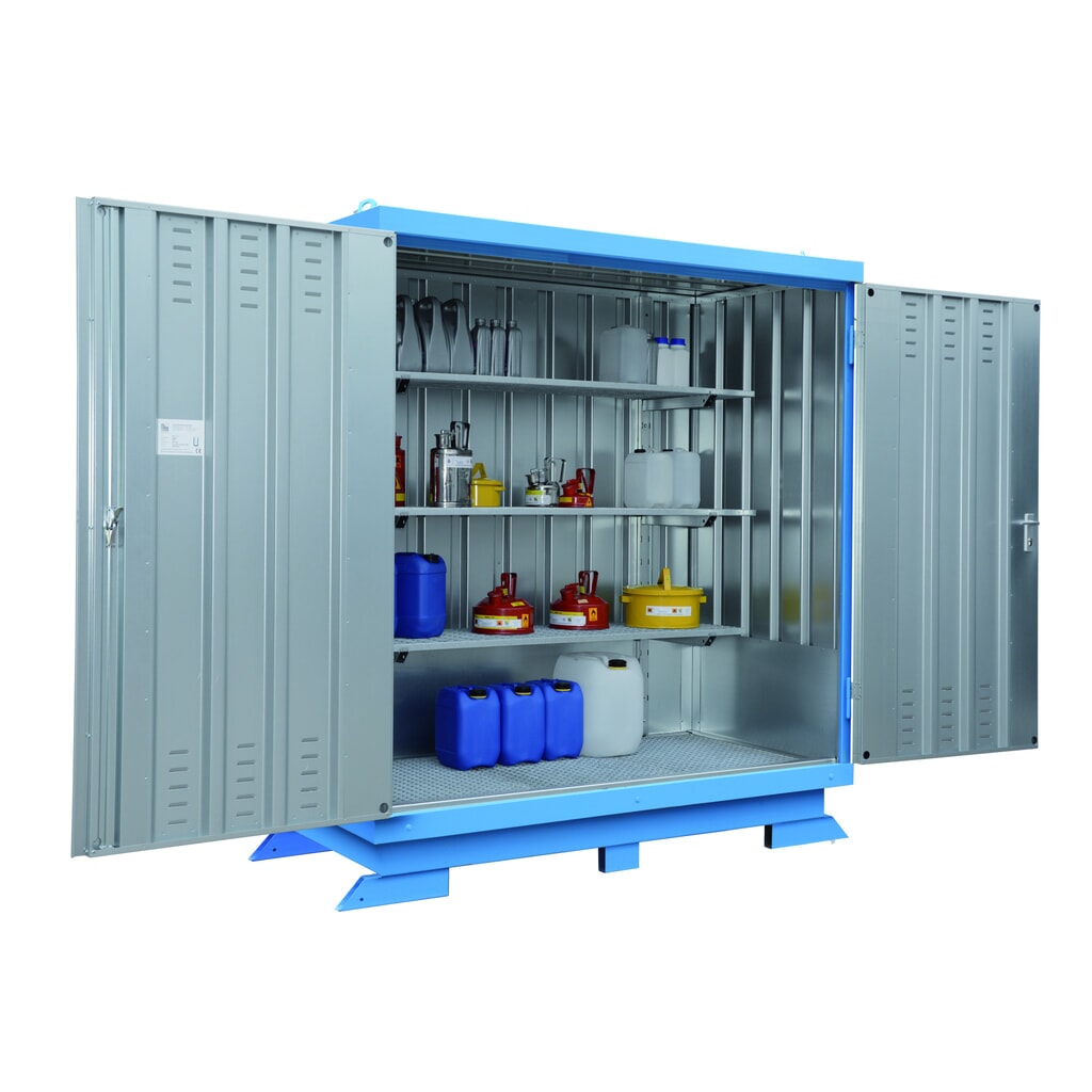 Produktabbildung: LaCont Sicherheitslagerhaus SLH 1 x 2, HxBxT 2385 x 2075 x 1075 mm, verzinkt, RAL 5015 himmelblau