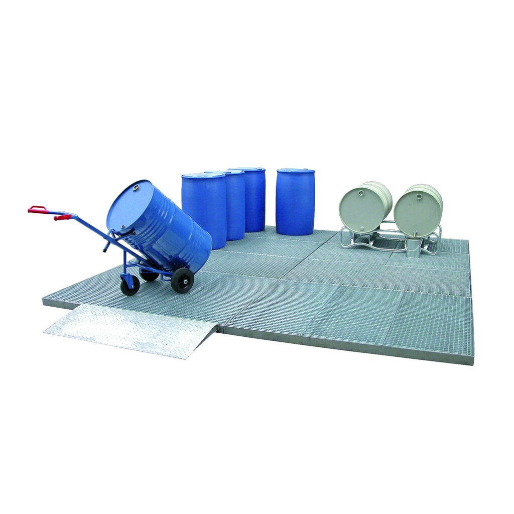Produktabbildung: LaCont Auffangwanne aus Stahl, Bodenelement BS 05.05 / 123, BxT 500 x 500 mm, Ü-Zeichen, verzinkt
