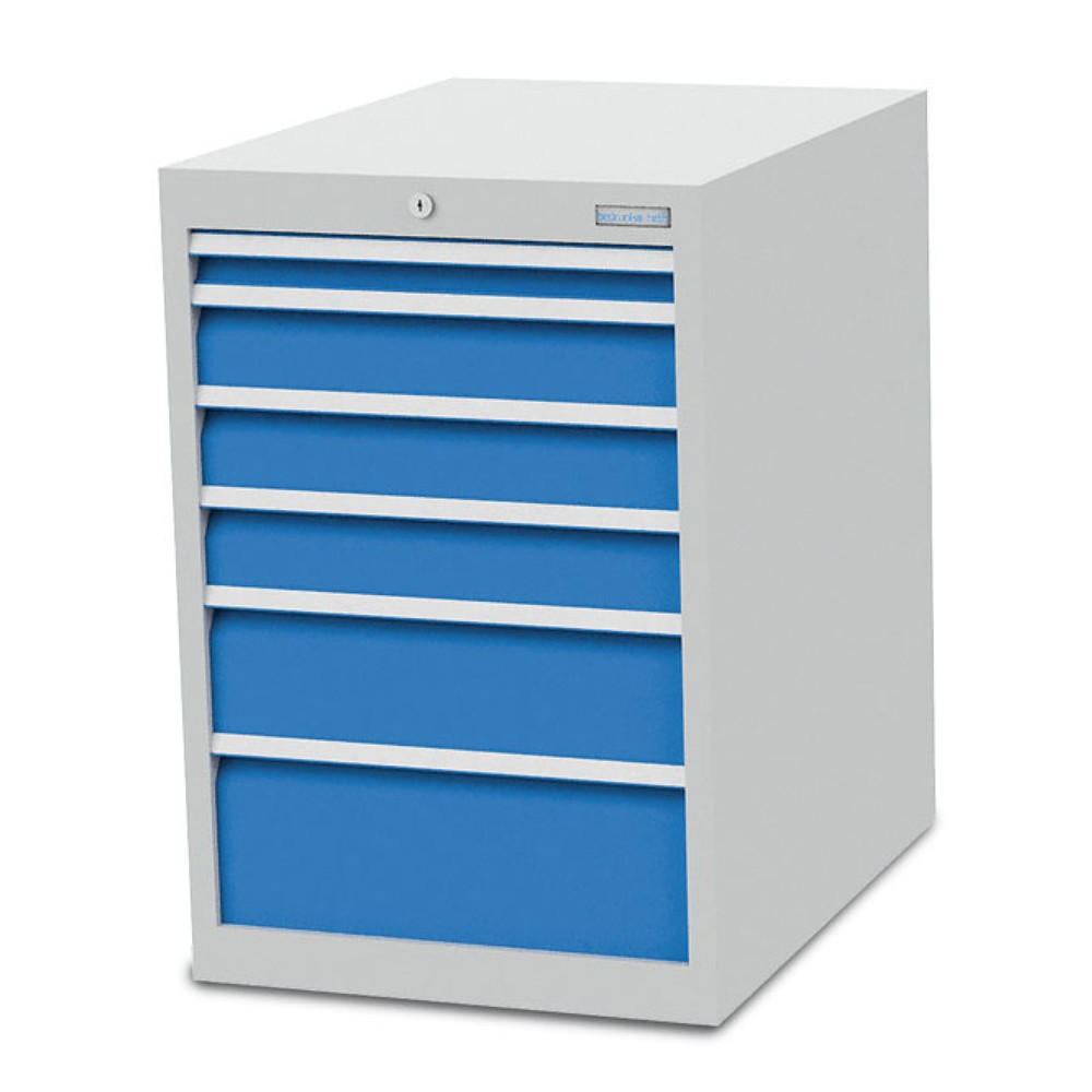 Product afbeelding: Ladekast Bedrunka+Hirth R 18-24, hxbxd 819 x 555 x 736 mm, lichtgrijs, lichtblauw, 6 lades 1x50+ 3x100 + 1x150 + 1x200 mm