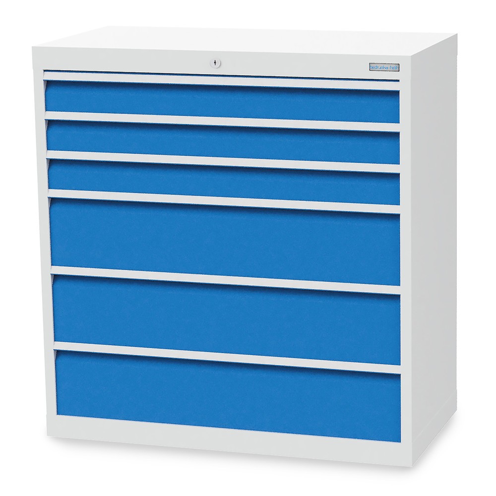 Productafbeelding nr. 1: Ladekast Bedrunka+Hirth R 36-16, hxbxd 1.019 x 980 x 500 mm, lichtgrijs, lichtblauw, 6 lades 3x100 + 3x200 mm
