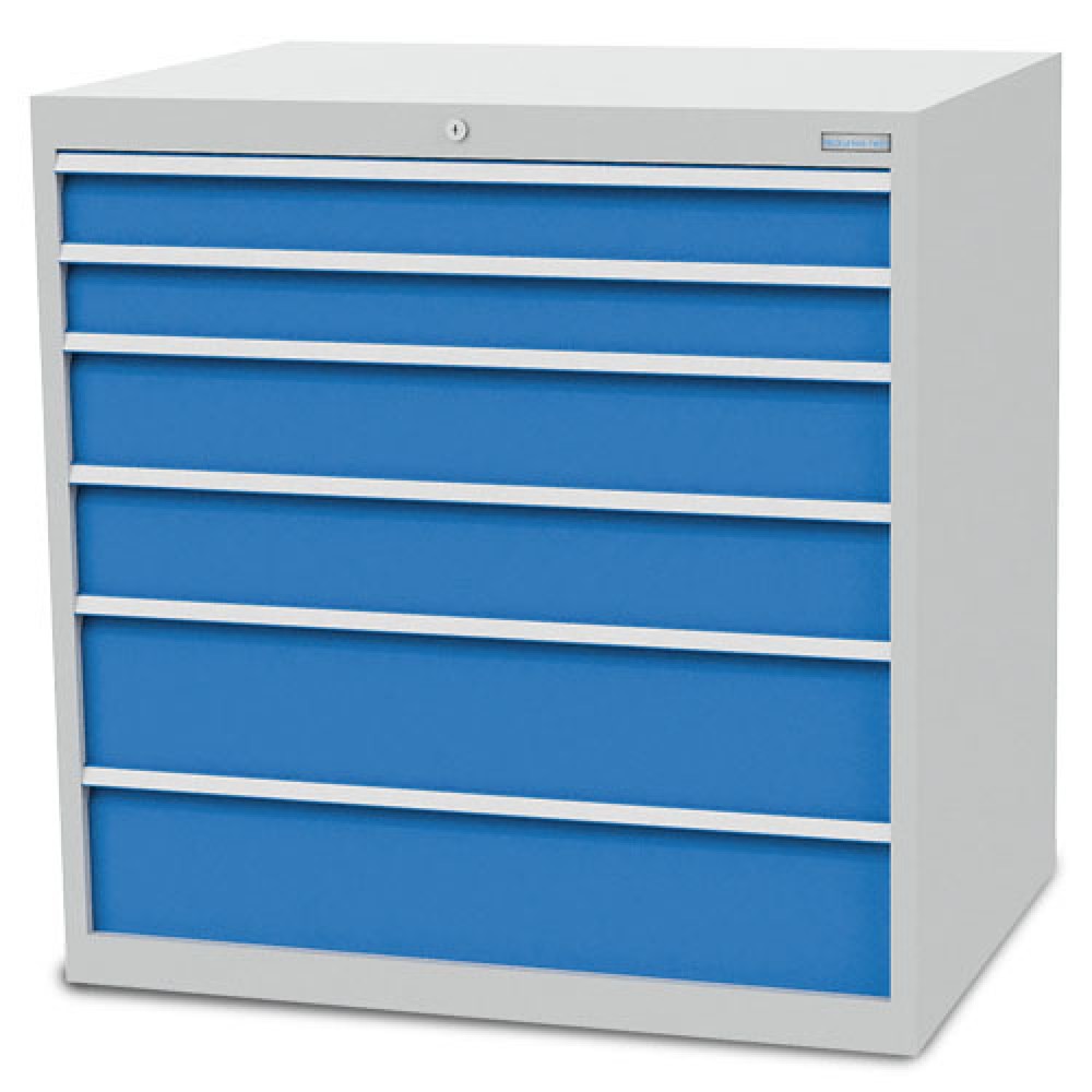 Product afbeelding: Ladekast Bedrunka+Hirth R 36-24, hxbxd 1.019 x 1.005 x 736 mm, lichtgrijs, lichtblauw, 6 lades 2x100 + 2x150 + 2x200 mm