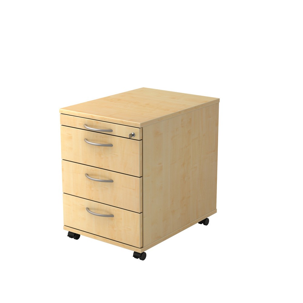 Product afbeelding: Ladekast op wielen Hammerbacher 58 cm, 3 lades, slot BM esdoorn