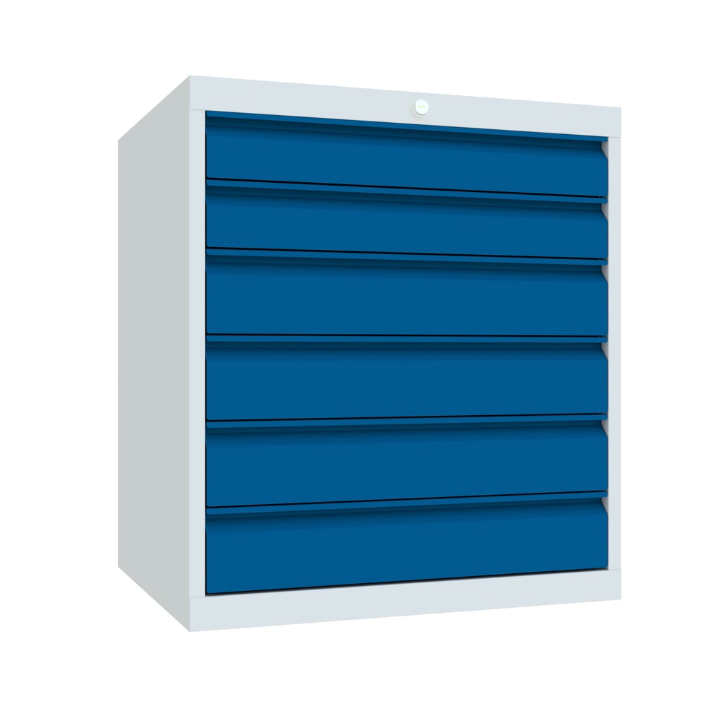Product afbeelding: Ladekast PAVOY, hoogte 800 mm, laden 2x100 + 4x125 mm, breedte 715 mm, lichtgrijs, gentiaanblauw