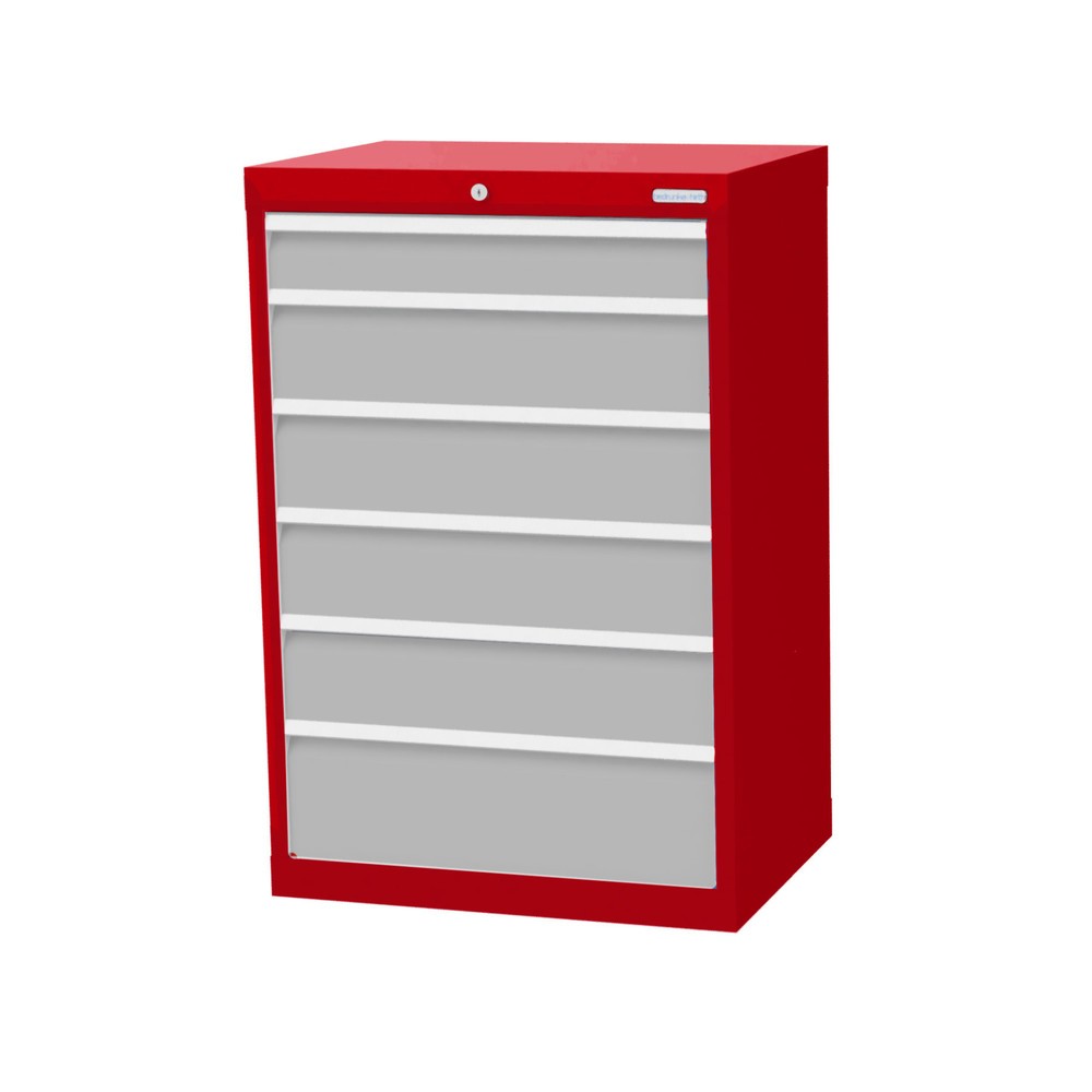 Product afbeelding: Ladekast Profi, laden 1x100 + 4x150 + 1x200 mm, breedte 680 mm, robijnrood, lichtgrijs