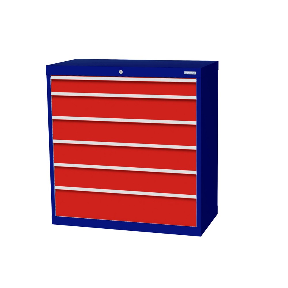 Product afbeelding: Ladekast Profi, laden 1x100 + 4x150 + 1x200 mm, breedte 980 mm, gentiaanblauw, verkeersrood