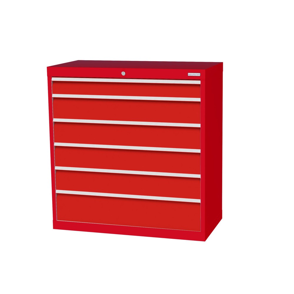 Product afbeelding: Ladekast Profi, laden 1x100 + 4x150 + 1x200 mm, breedte 980 mm, verkeersrood, verkeersrood