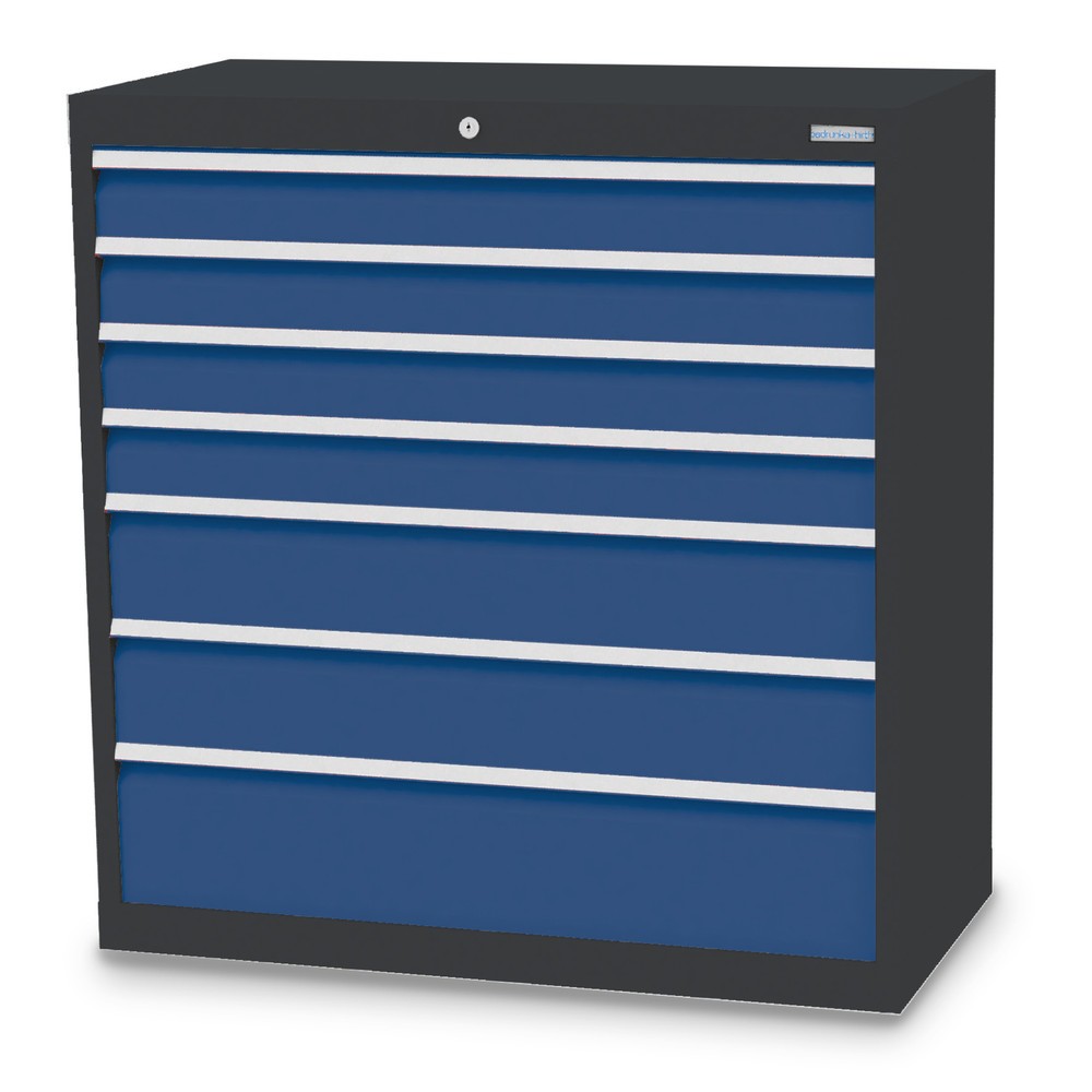 Product afbeelding: Ladekast Profi, laden 4x100 + 2x150 + 1x200 mm, breedte 980 mm, antracietgrijs, gentiaanblauw