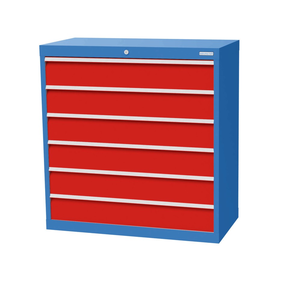Product afbeelding: Ladekast Profi, laden 6x 150 mm, breedte 980 mm, lichtblauw, verkeersrood