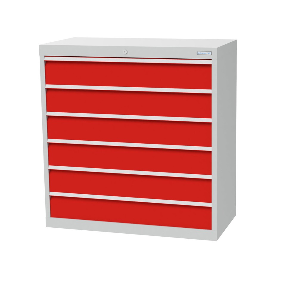 Product afbeelding: Ladekast Profi, laden 6x 150 mm, breedte 980 mm, lichtgrijs, verkeersrood