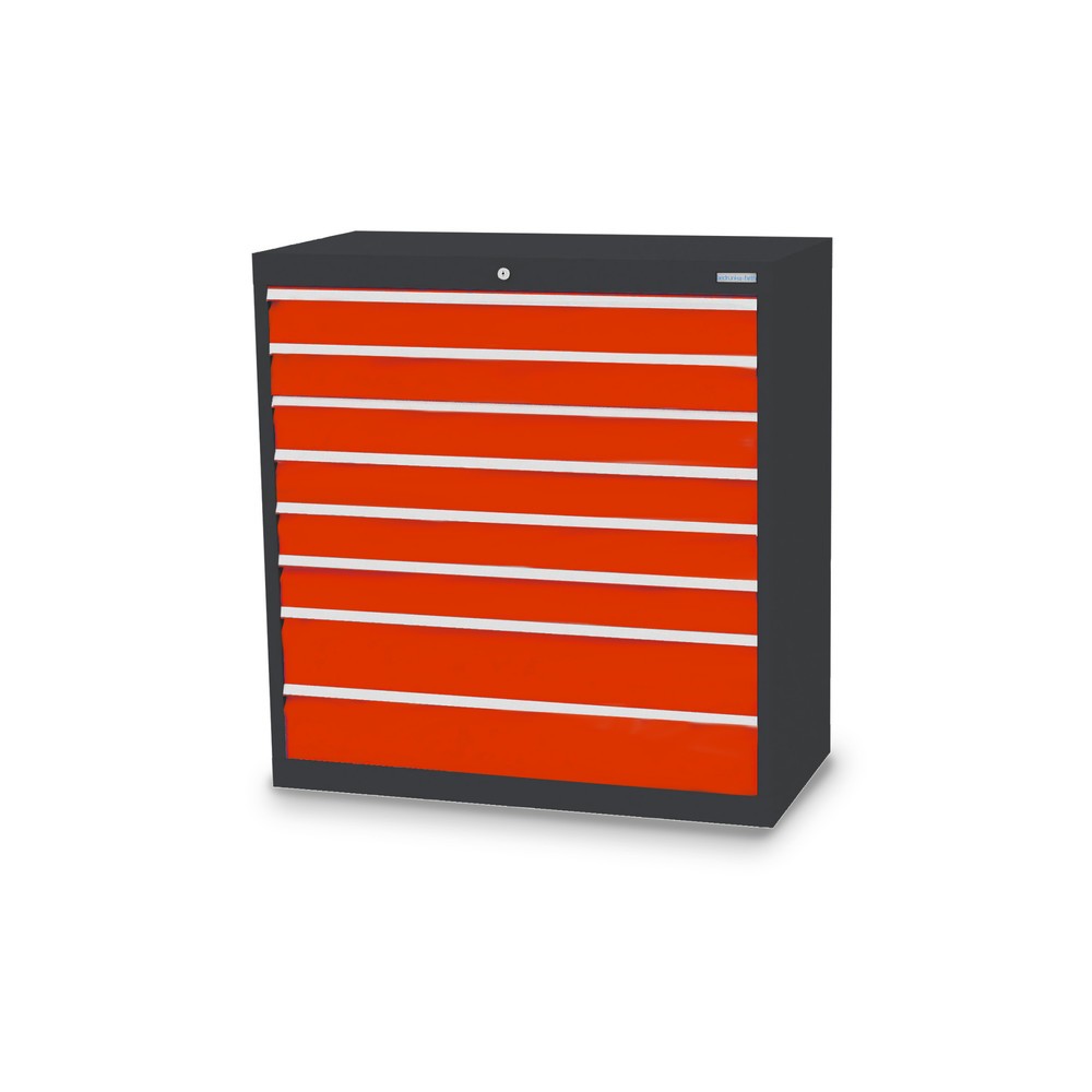 Product afbeelding: Ladekast Profi, laden 6x100 + 2x150 mm, breedte 980 mm, antracietgrijs, verkeersrood