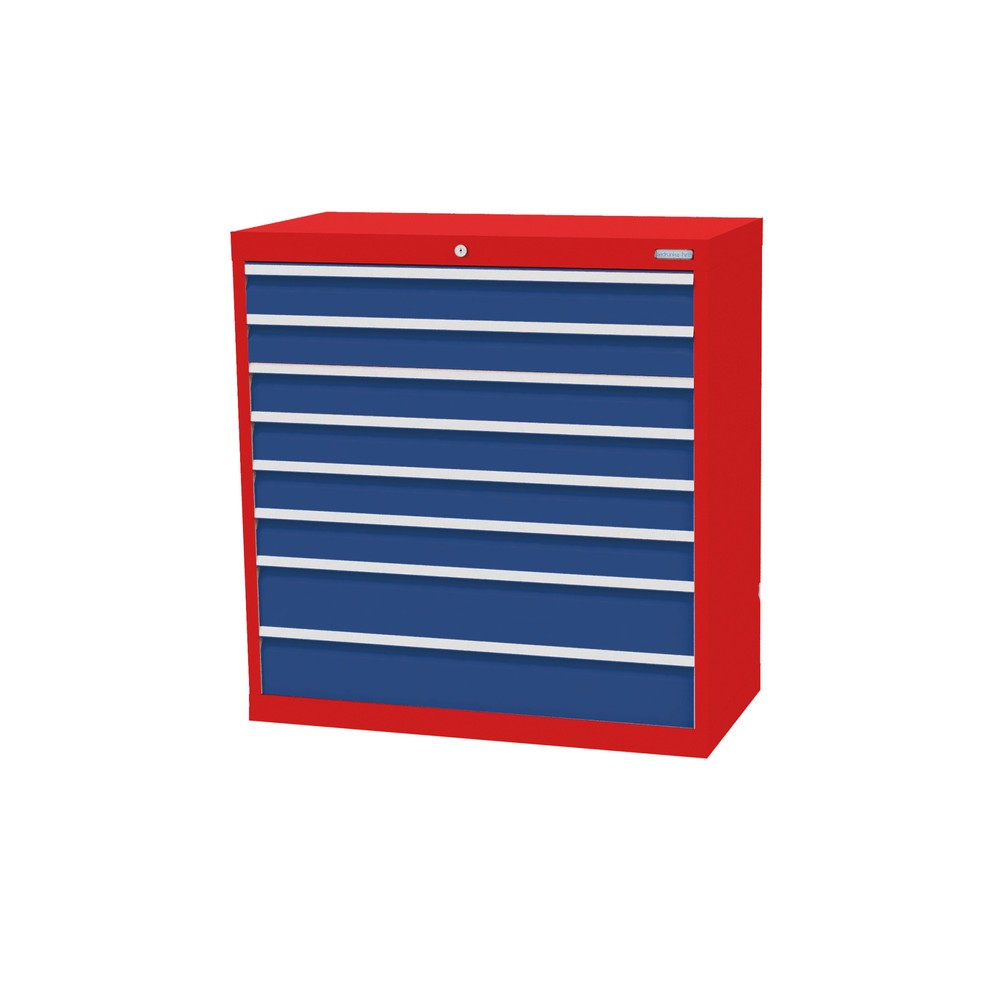 Product afbeelding: Ladekast Profi, laden 6x100 + 2x150 mm, breedte 980 mm, verkeersrood, gentiaanblauw