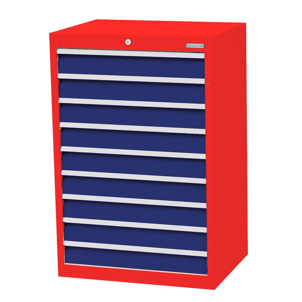 Product afbeelding: Ladekast Profi, laden 9x100 mm, breedte 680 mm, verkeersrood, gentiaanblauw