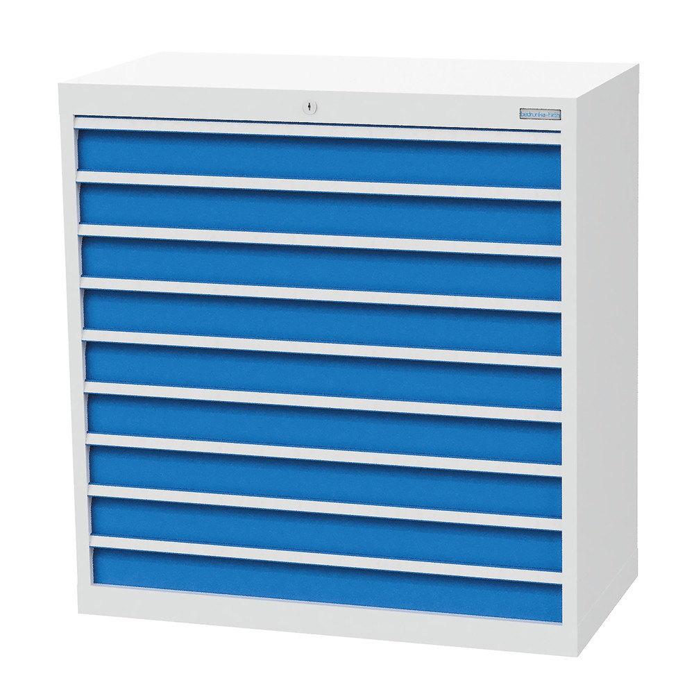 Product afbeelding: Ladekast Profi, laden 9x100 mm, breedte 980 mm, lichtgrijs, lichtblauw