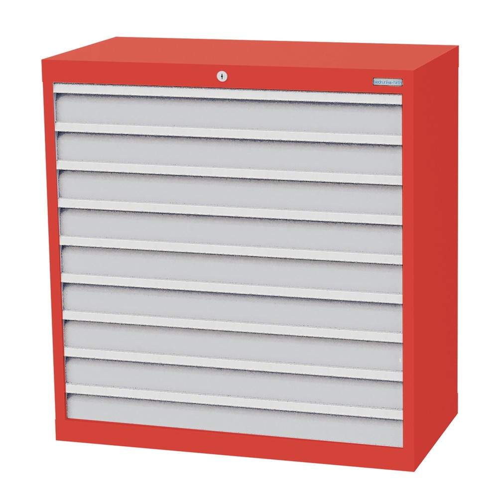 Product afbeelding: Ladekast Profi, laden 9x100 mm, breedte 980 mm, verkeersrood, lichtgrijs