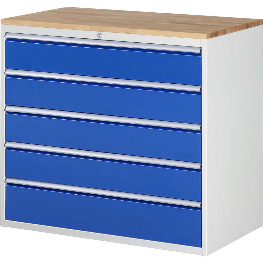 Productafbeelding nr. 1: Ladekast RAU serie 7000, hxbxd 1.035 x 1.145 x 650 mm, 5 lades 4 x 180, 1 x 210 mm, beuken werkblad