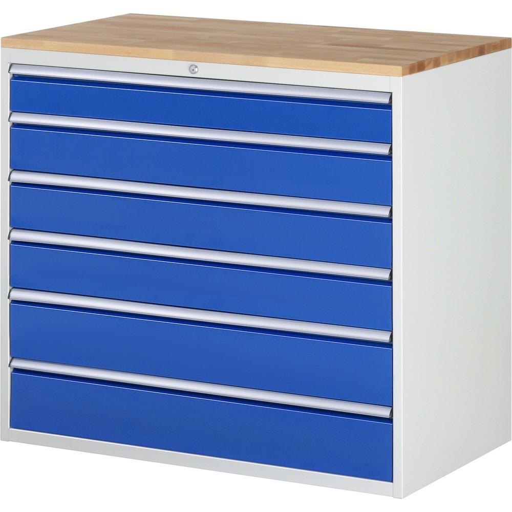 Product afbeelding: RAU ladekast serie 7000, h x b x d 1.035 x 1.145 x 650 mm, met 6 lades maat XXL, beuken blad