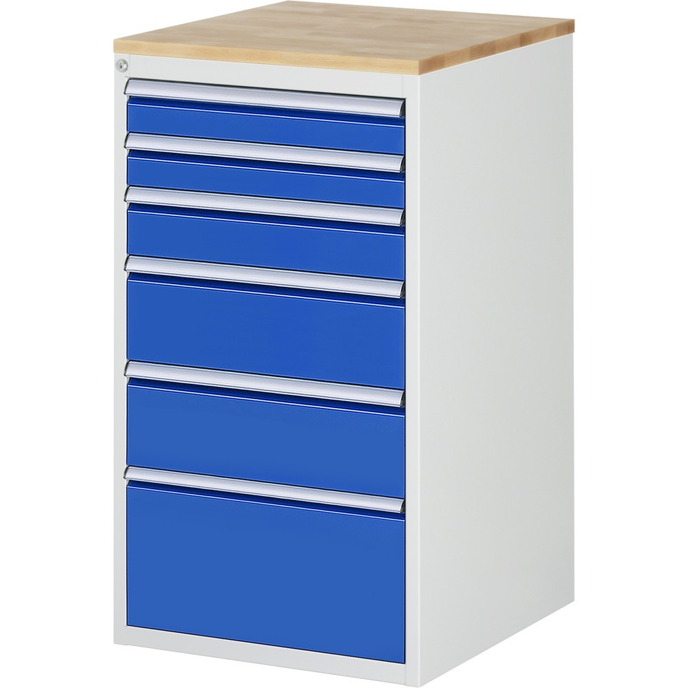 Product afbeelding: RAU ladekast serie 7000, h x b x d 1.035 x 580 x 650 mm, met 6 lades maat L, beuken blad