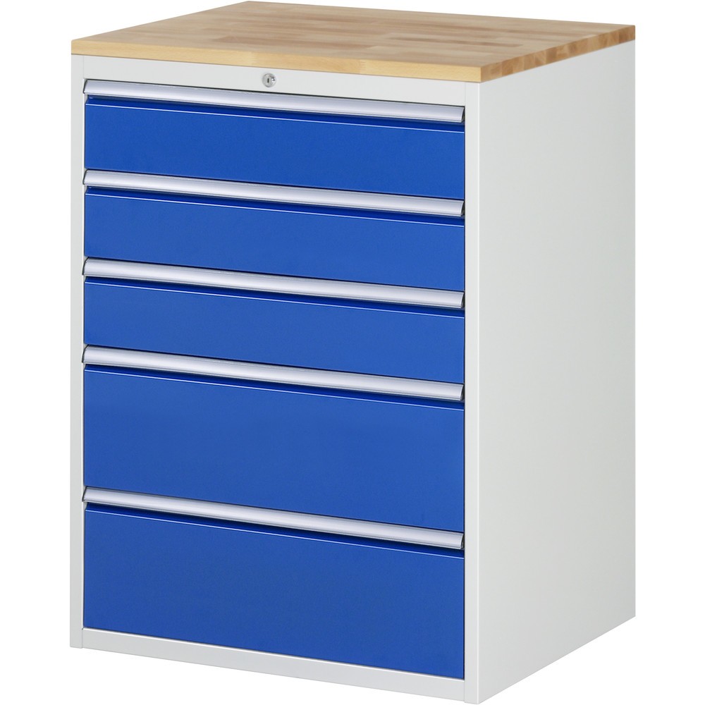 Product afbeelding: RAU ladekast serie 7000, h x b x d 1.035 x 770 x 650 mm, met 5 lades maat XL, beuken blad