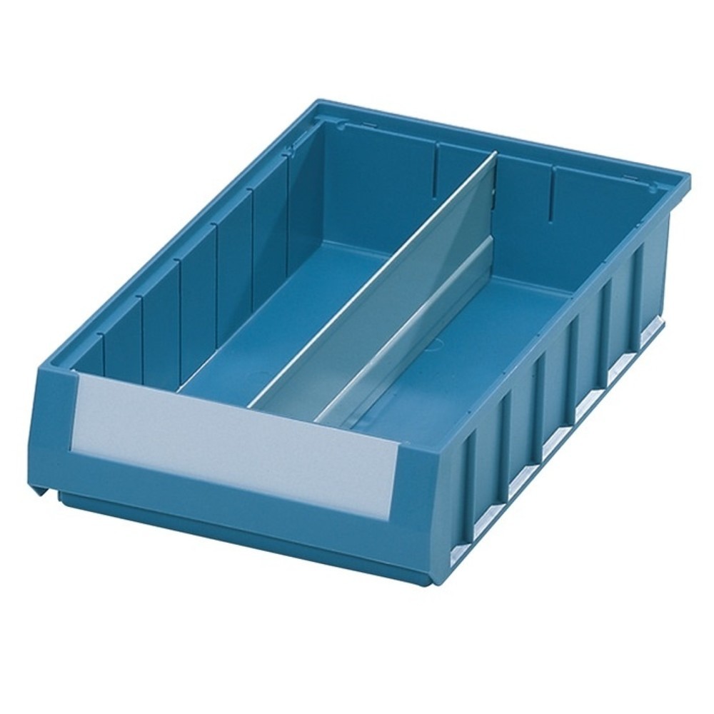 Produktabbildung: Längsteiler, Stahlblech grau, für Regalkasten L 500 x H 90 mm, 10St./Btl.