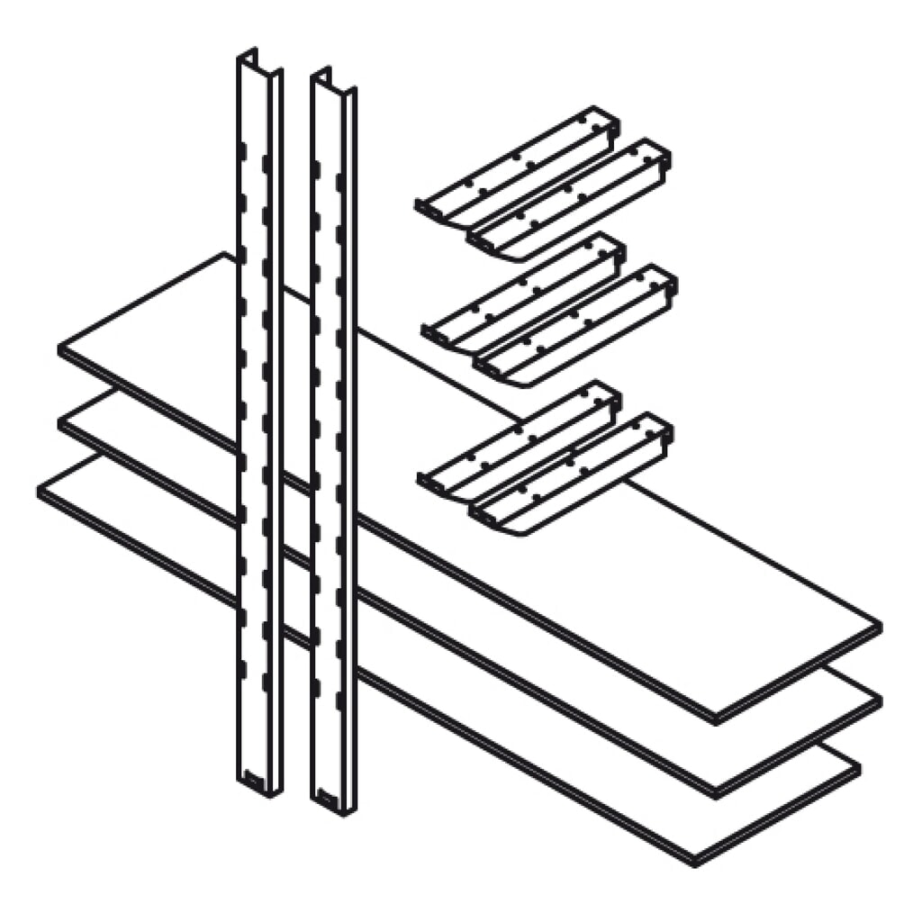 Lagerregal für FLADAFI® Materialcontainer, 3 Böden à 2.000 x 500 mm Produktabbildung: Lagerregal für FLADAFI® Materialcontainer, 3 Böden à 2.000 x 500 mm