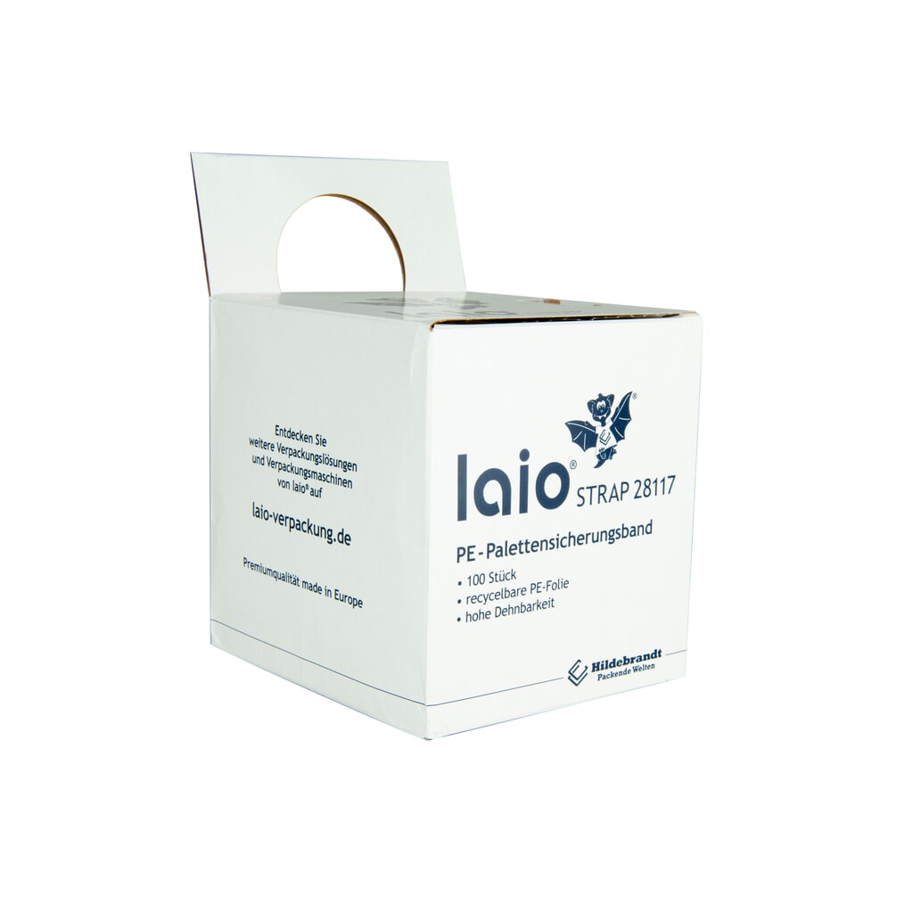 laio® STRAP Palettensicherungsband, BxL 100 x 1.200 mm, 100 Stk/VE Produktabbildung: laio® STRAP Palettensicherungsband, BxL 100 x 1.200 mm, 100 Stk/VE