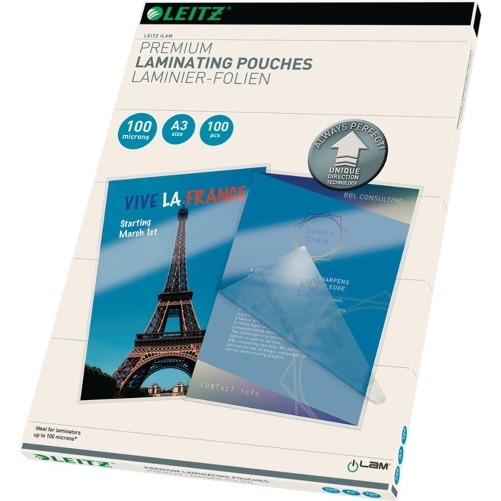 Produktabbildung Nr. 2: Laminierfolie DIN A3 L426xB303mm Folienstärke 100 µm KT=100 St.