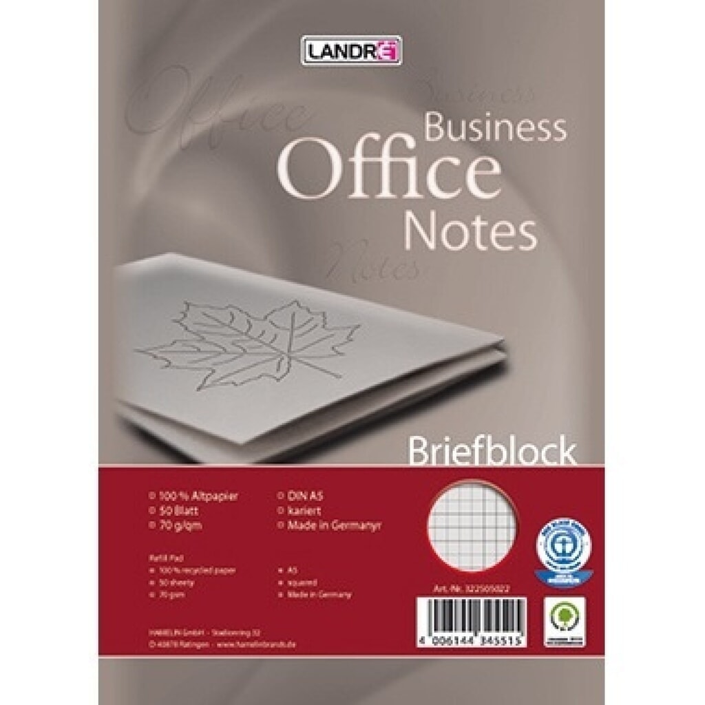 Landre Briefblock 100050116 DIN A4 Recycling 50Blatt kariert Produktabbildung: Landre Briefblock 100050116 DIN A4 Recycling 50Blatt kariert
